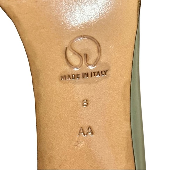 St. John Made in Italy Sage Green Leather Heels - Size 8 AA - Picture 8 of 8